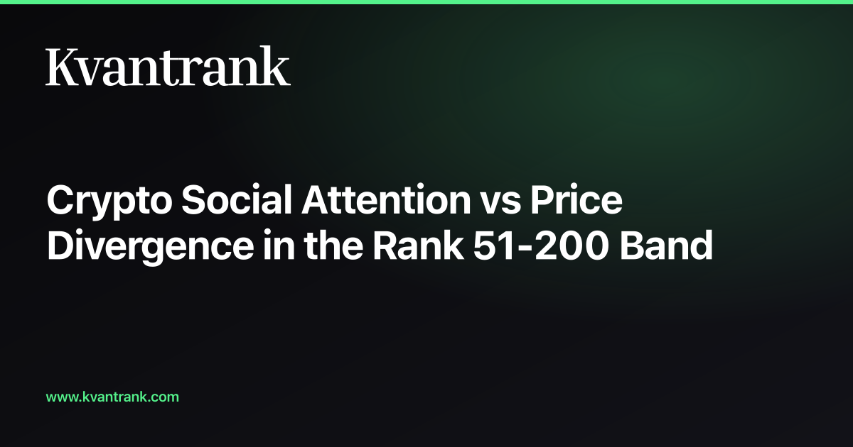 Crypto Social Attention vs Price Divergence in the Rank 51-200 Band — Kvantrank blog cover